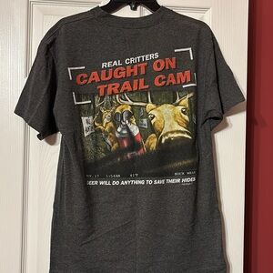 Buck wear grey tshirt real critters caught on trail cam size medium